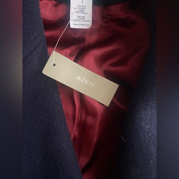 J Crew Stadium Cloth By Nello Gori Navy Blue Pea Coat  Womens Jacket Size 2 NEW - Picture 15 of 16